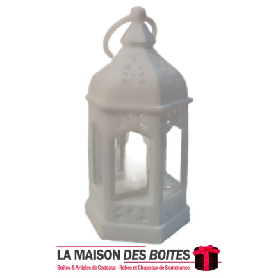 La Maison des Boîtes - Petite Lanterne Décorative Avec Bougie Led - Blanc - Tunisie Meilleur Prix (Idée Cadeau, Gift Box, Décora