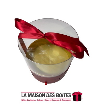 La Maison des Boîtes - Coffret Cadeau de Fleur de Tiroir Transparent sous Forme cylindrique -Rouge -(22x22.5cm) - Tunisie Meille