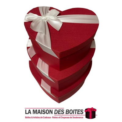 La Maison des Boîtes - Lot de 3 Boîtes Cadeaux Sous Forme de Cœur Pour Sain-valentin-Rouge - Tunisie Meilleur Prix (Idée Cadeau,
