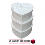 La Maison des Boîtes - Lot de 3 Boites Cadeau  Forme Cœur avec Couvercle & Ruban satiné  Blanc - Tunisie Meilleur Prix (Idée Cad
